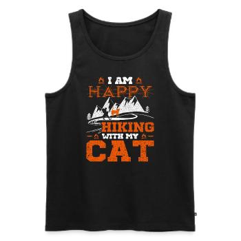 I'm Happy Hiking With My Cat - Men's Premium Organic Tank Top - black - Front - AI Model Male 178 light (178cm)