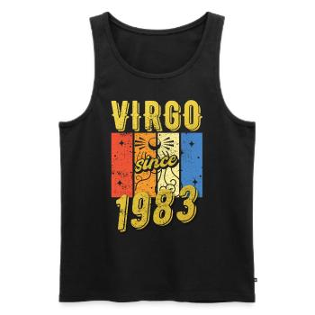Vierge 1983 Cadeau d’anniversaire du zodiaque - Débardeur bio Premium Homme - noir - Devant - Michal (187cm)