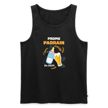 Veux Tu Etre Mon Parrain, Promu Parrain 2024 - Débardeur bio Premium Homme - noir - Devant - Michal (187cm)
