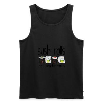 Sushirolls not gender roles. inspirierender Spruch - Männer Premium Bio Tank Top - Schwarz - Vorne - AI Model Male 178 light (178cm)