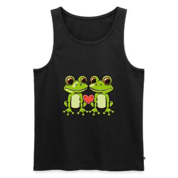 Frosch Paar Herz - Männer Premium Bio Tank Top - Schwarz - Vorne - Michal (187cm)