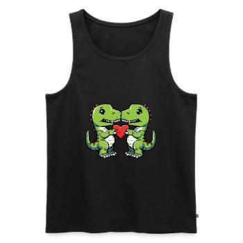 Dinosaur T-Rex Couple Heart - Men's Premium Organic Tank Top - black - Front - AI Model Male 178 light (178cm)