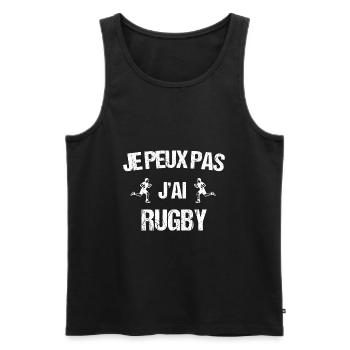 Je peux pas j ai rugby - Débardeur bio Premium Homme - noir - Devant - Michal (187cm)