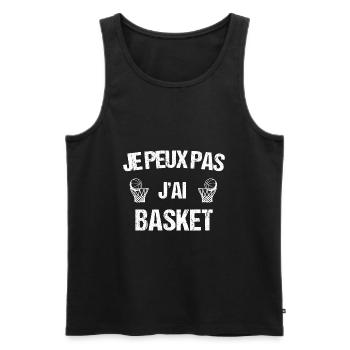je peux pas j ai basket - Débardeur bio Premium Homme - noir - Devant - Michal (187cm)