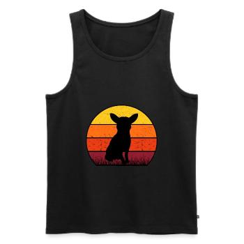 Chihuahua Retro Sunset Bandana - Männer Premium Bio Tank Top - Schwarz - Vorne - Michal (187cm)