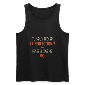 Tu veux froler la perfection - Débardeur bio Premium Homme - noir - Devant - AI Model Male 178 light (178cm)