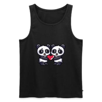Panda Paar Herz - Männer Premium Bio Tank Top - Schwarz - Vorne - AI Model Male 178 light (178cm)