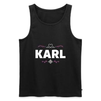Karl - Männer Premium Bio Tank Top - Schwarz - Vorne - Michal (187cm)