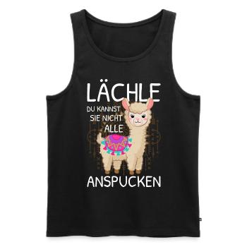 Lächle du kannst sie nicht alle Alpaka Sprüche - Männer Premium Bio Tank Top - Schwarz - Vorne - Michal (187cm)