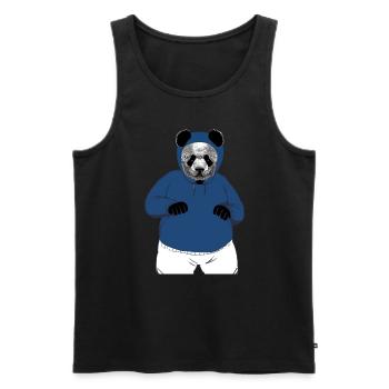 Panda bear with hoodie, hooded sweater / boxer pose - Men's Premium Organic Tank Top - black - Front - AI Model Male 178 light (178cm)