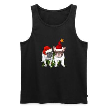 Französische Bulldogge Weihnachten - Männer Premium Bio Tank Top - Schwarz - Vorne - Michal (187cm)