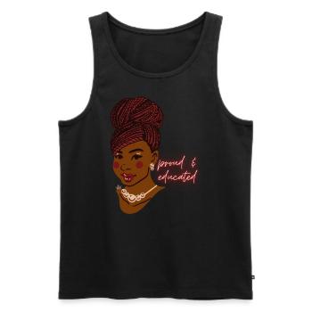 beautiful black woman proud & educated with braids - Men's Premium Organic Tank Top - black - Front - AI Model Male 178 light (178cm)