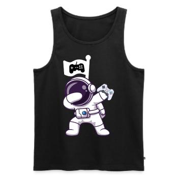 Gaming Shirt Dabbing Astronaut with Controller - Men's Premium Organic Tank Top - black - Front - AI Model Male 178 light (178cm)