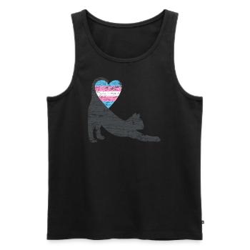 trans drapeau chat I - Débardeur bio Premium Homme - noir - Devant - Michal (187cm)