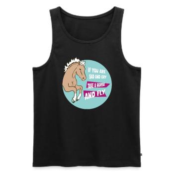Reiter T Shirt Pferdeliebe - Männer Premium Bio Tank Top - Schwarz - Vorne - Michal (187cm)