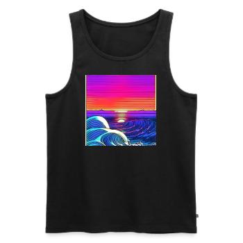 The Waves - Männer Premium Bio Tank Top - Schwarz - Vorne - Michal (187cm)