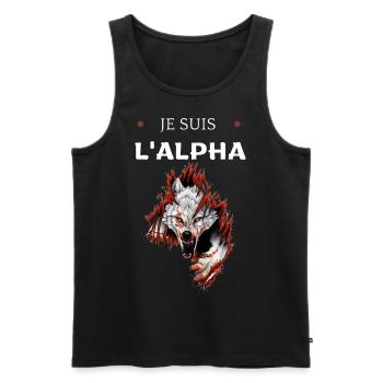Je suis l'alpha t-shirt - Débardeur bio Premium Homme - noir - Devant - Michal (187cm)
