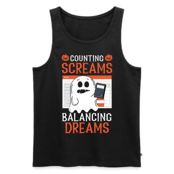 Counting Screams Balancing Dreams Halloween - Men's Premium Organic Tank Top - black - Front - AI Model Male 178 light (178cm)