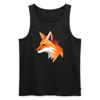 Fuchs Kopf Low Poly Logo Design - Männer Premium Bio Tank Top - Schwarz - Vorne - AI Model Male 178 light (178cm)