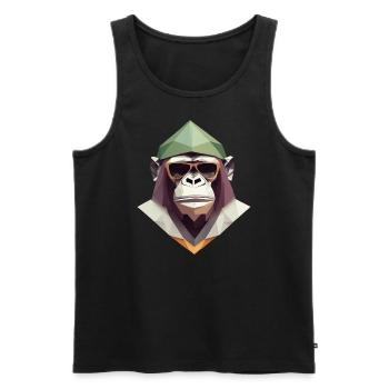 Cool monkey in wrinkled robe - Men's Premium Organic Tank Top - black - Front - AI Model Male 178 light (178cm)