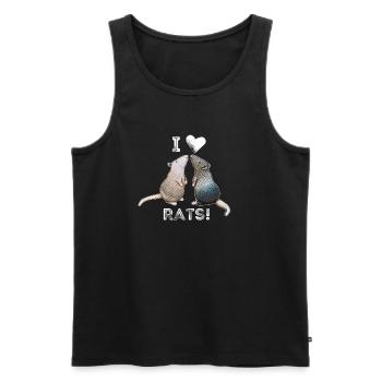 Ratten - J’aime les rats - Débardeur bio Premium Homme - noir - Devant - Michal (187cm)