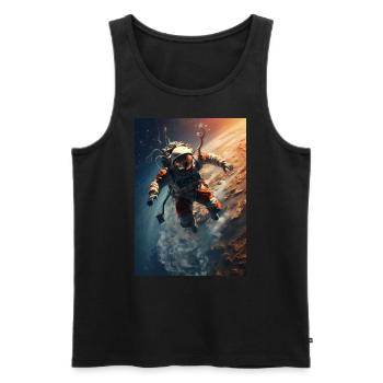 Astronaut im All - Männer Premium Bio Tank Top - Schwarz - Vorne - AI Model Male 178 light (178cm)