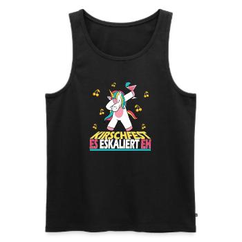 Einhorn mit Kirsche es Eskaliert eh zum Kirschfest - Männer Premium Bio Tank Top - Schwarz - Vorne - Michal (187cm)