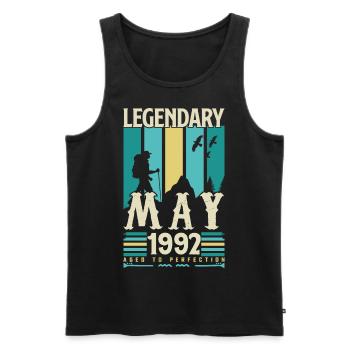 May 1992 Anniversary Gift, Vintage May 1992. - Men's Premium Organic Tank Top - black - Front - AI Model Male 178 light (178cm)