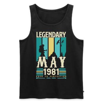 Mai 1981 Jubiläumsgeschenk, Jahrgang Mai 1981. - Männer Premium Bio Tank Top - Schwarz - Vorne - AI Model Male 178 light (178cm)