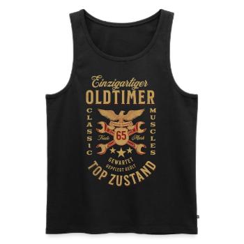 65. Geburtstag Oldtimer TOP ZUSTAND - Männer Premium Bio Tank Top - Schwarz - Vorne - Michal (187cm)