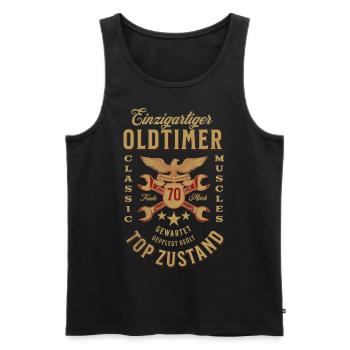 70. Geburtstag Oldtimer TOP ZUSTAND - Männer Premium Bio Tank Top - Schwarz - Vorne - Michal (187cm)