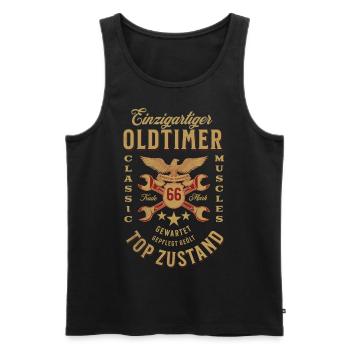 66. Geburtstag Oldtimer TOP ZUSTAND - Männer Premium Bio Tank Top - Schwarz - Vorne - Michal (187cm)