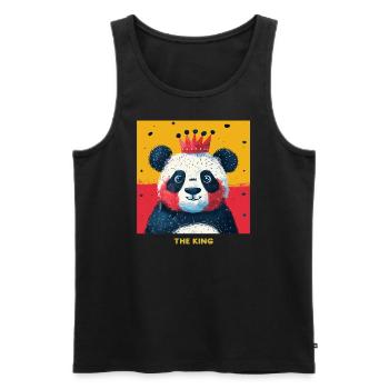 Panda König Portrait - Männer Premium Bio Tank Top - Schwarz - Vorne - Michal (187cm)