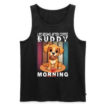 Life Begins After Coffee - Tee für Hundeliebhaber - Männer Premium Bio Tank Top - Schwarz - Vorne - Michal (187cm)