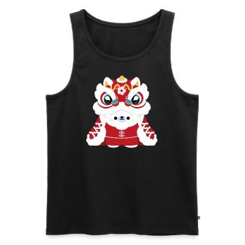 Chinese New Year - Lion Dance Polar Bear - Men's Premium Organic Tank Top - black - Front - AI Model Male 178 light (178cm)