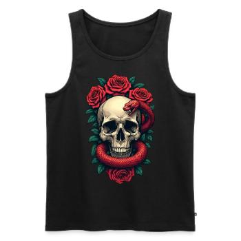 Skull Roses and Snake - Men's Premium Organic Tank Top - black - Front - AI Model Male 178 light (178cm)