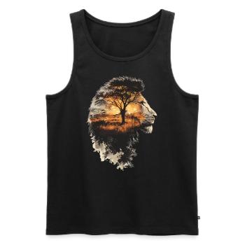 The Lion is King - Männer Premium Bio Tank Top - Schwarz - Vorne - AI Model Male 178 light (178cm)
