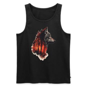 Wolf im Wald - Männer Premium Bio Tank Top - Schwarz - Vorne - AI Model Male 178 light (178cm)