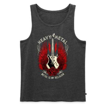 Metal is my Religion - Männer Premium Bio Tank Top - Anthrazit meliert - Vorne - AI Model Male 178 light (178cm)