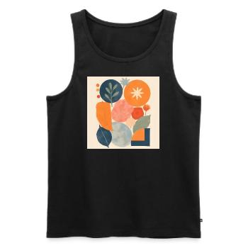 Blätter und Formen in harmonischer Farbpalette - Männer Premium Bio Tank Top - Schwarz - Vorne - AI Model Male 178 light (178cm)