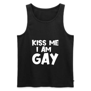 Embrasse-moi je suis gay - LGBTQ - Débardeur bio Premium Homme - noir - Devant - AI Model Male 178 light (178cm)