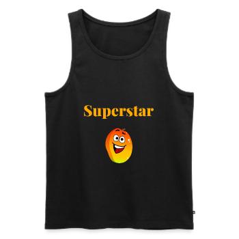 Mangue Superstar été orange fruit soleil humour - Débardeur bio Premium Homme - noir - Devant - Michal (187cm)