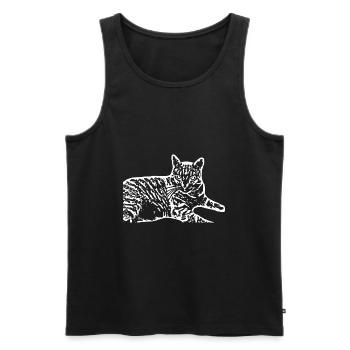 Cat White White Cats - Men's Premium Organic Tank Top - black - Front - AI Model Male 178 light (178cm)