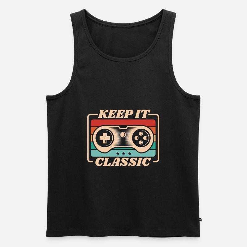 Retro Zocker Sprüche Gaming Geschenk - Männer Premium Bio Tank Top - Schwarz