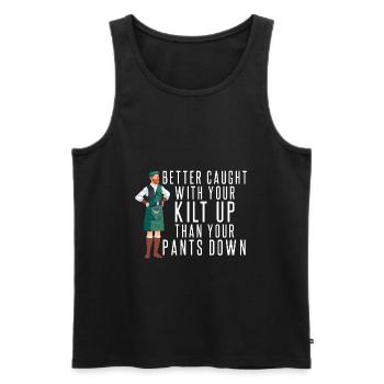 Besser mit dem Kilt erwischt Kilt Guys - Männer Premium Bio Tank Top - Schwarz - Vorne - AI Model Male 178 light (178cm)
