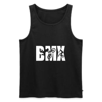 BMX Bike Biker Silhouette Schriftzug - Männer Premium Bio Tank Top - Schwarz - Vorne - Michal (187cm)