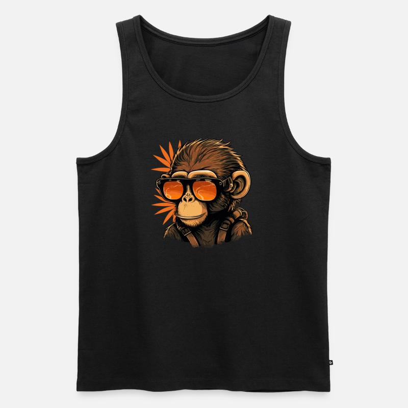 Cooler Affe mit Sonnenbrille - Männer Premium Bio Tank Top - Schwarz