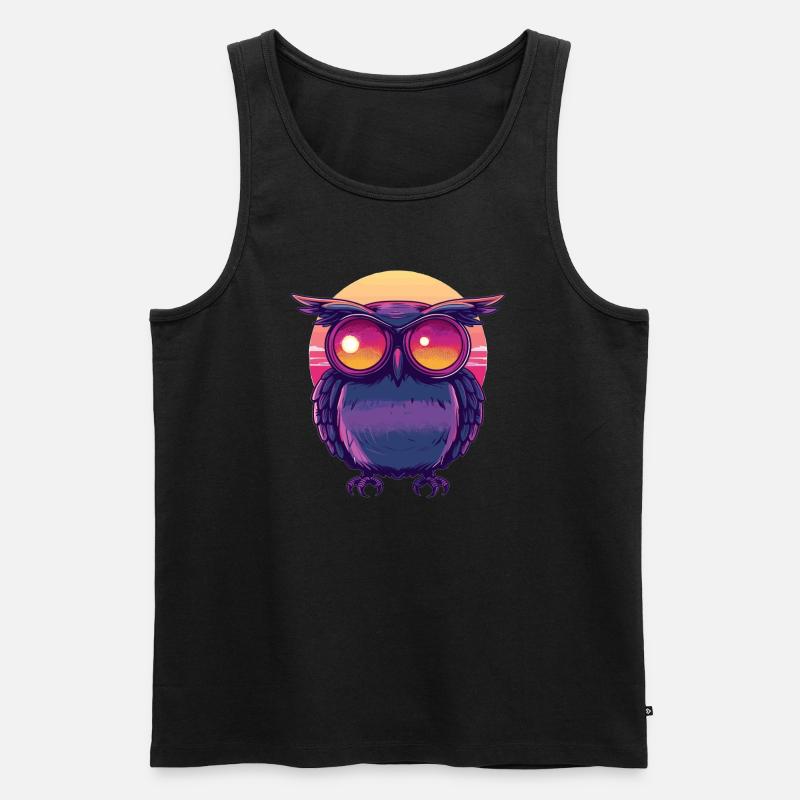 Eule mit Sonnenbrillenblick - Männer Premium Bio Tank Top - Schwarz