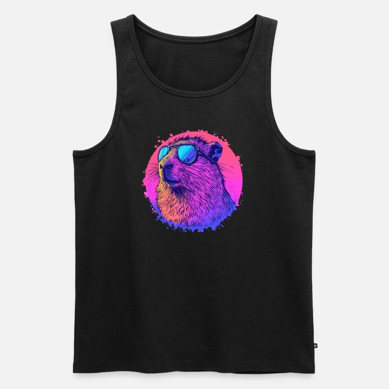 Capybara mit Sonnenbrille - Männer Premium Bio Tank Top - Schwarz