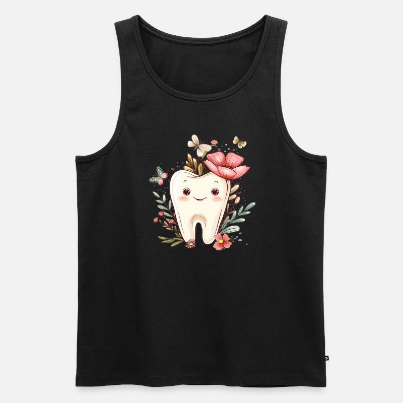 Blütenzahn mit Schmetterlingen - Männer Premium Bio Tank Top - Schwarz